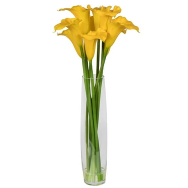 Vickerman 33 Artificial White and Light Green Calla Lily Bouquet in 16 Glass Vase Vickerman 33 Artificial White and Light Green Calla Lily Bouquet in 16 Glass Vase